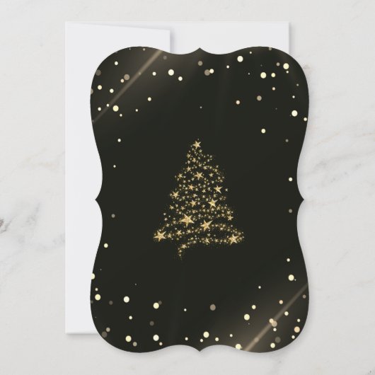 Goldweihnachtsbaum, Bow, Schwarzes Weihnachtsgebäc Einladung (Rückseite)
