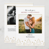 Goldweihnachtsbaum Einfache Zwei-Foto-Ferienkarte Einladung (Vorne/Hinten)