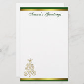 Goldweihnachtsbaum-Feiertags-Briefpapier Briefpapier (Vorne/Hinten)