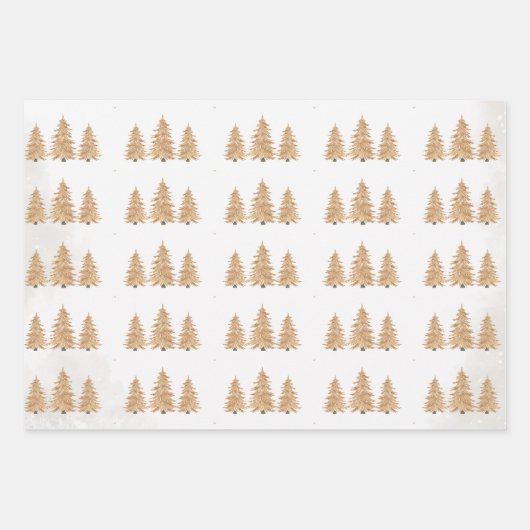 Goldweihnachtsbaum Geschenkpapier Set (Vorderseite)
