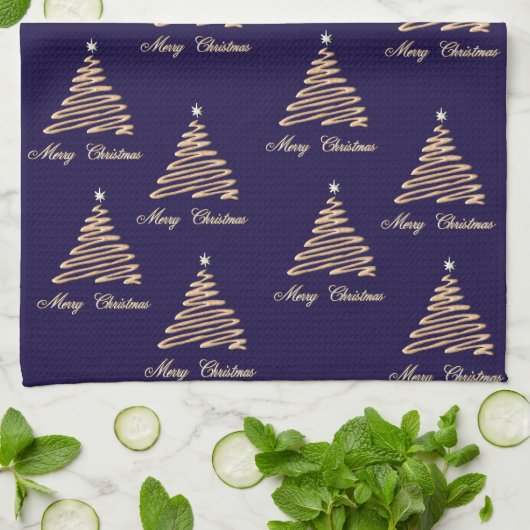 Goldweihnachtsbaum Geschirrtuch (Gefaltet)