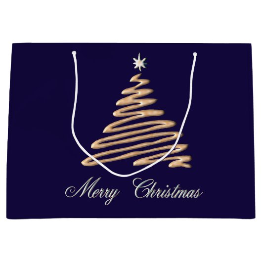 Goldweihnachtsbaum Große Geschenktüte (Vorderseite)