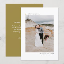 Goldweihnachtsbaum Modernes fröhliches Weihnachtsf Feiertagskarte