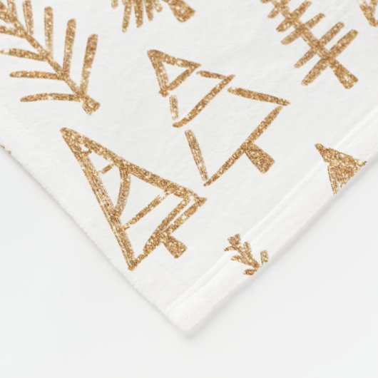 Goldweihnachtsbaum-Muster-Girly Chic Fleecedecke (Ecke)