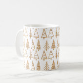 Goldweihnachtsbaum-Muster-moderner Girly Feiertag Kaffeetasse (Vorderseite Links)