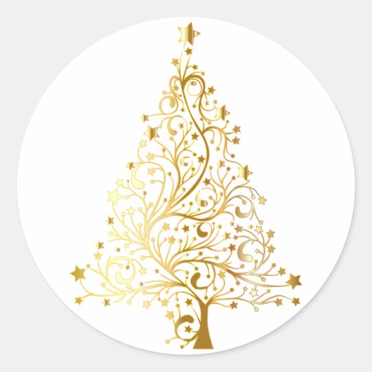 Goldweihnachtsbaum Runder Aufkleber (Vorderseite)
