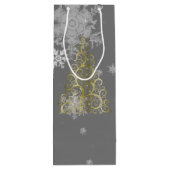 Goldweihnachtsbaum und Schneeflocken Weinbeutel Geschenktüte Für Weinflaschen (Rückseite)