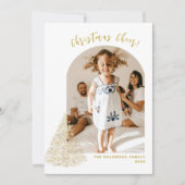 Goldweihnachtsbaum Zwei Foto 2022 Feiertagskarte (Vorderseite)