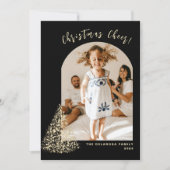 Goldweihnachtsbaum Zwei Foto 2022 Feiertagskarte (Vorderseite)