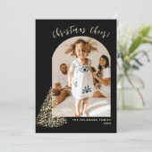 Goldweihnachtsbaum Zwei Foto 2022 Feiertagskarte (Stehend Vorderseite)