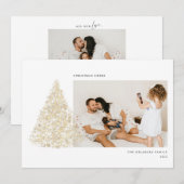Goldweihnachtsbaum Zwei Foto Feiertagskarte (Vorne/Hinten)