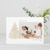 Goldweihnachtsbaum Zwei Foto Feiertagskarte (Stehend Vorderseite)