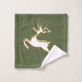 Goldweihnachtsfest auf Forest Green Badhandtuch Set (Waschlappen)