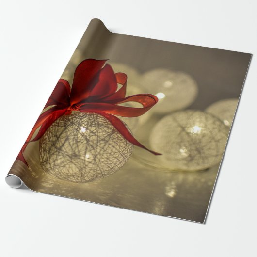 Goldweihnachtssäcke, String-Lichter, Red Bow Holid Geschenkpapier (Ungerollt)