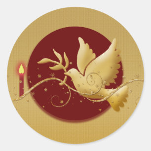 Goldweihnachtstaube Friedensdes christlichen Runder Aufkleber