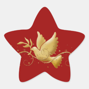 Goldweihnachtstaube Friedensdes christlichen Stern-Aufkleber