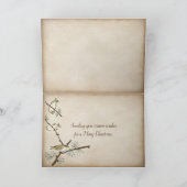 Goldweihnachtsverzierungen durch Kamin Feiertagskarte (Innenseite)