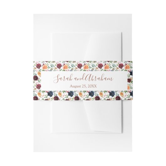 Goldwein-Burgund-Navy-Blumenzehen Einladungsbanderole (Vorderseite Beispiel)