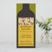 Goldweinflasche Party Einladung (Stehend Vorderseite)