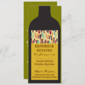 Goldweinflasche Party Einladung (Vorne/Hinten)