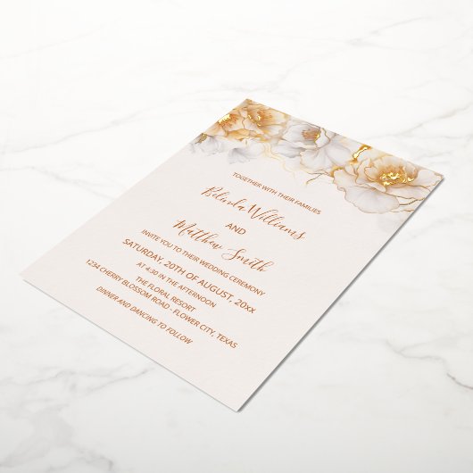 Goldweiße Blume Folieneinladung (Gedreht)