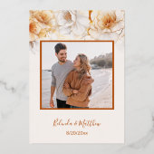 Goldweiße Blume Folieneinladung (Rückseite)