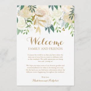 Goldweiße Blume Hochzeitshotel Begrüßungskarten Programm