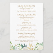 Goldweiße Blume Hochzeitshotel Begrüßungskarten Programm (Rückseite)