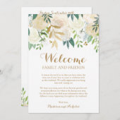 Goldweiße Blume Hochzeitshotel Begrüßungskarten Programm (Vorne/Hinten)