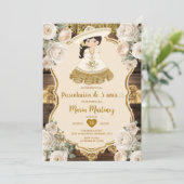 Goldweiße Blume Presentación de Tres Años Einladung (Stehend Vorderseite)