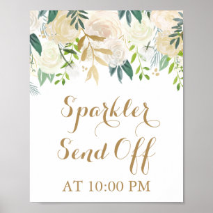 Goldweiße Blume Sparkler abschicken Schildkröte Poster
