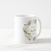 Goldweiße Blumen-Hochzeits-Planungs-Frau Coffee Kaffeetasse (VorderseiteRechts)