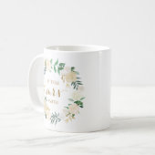 Goldweiße Blumen-Hochzeits-Planungs-Frau Coffee Kaffeetasse (Vorderseite Links)