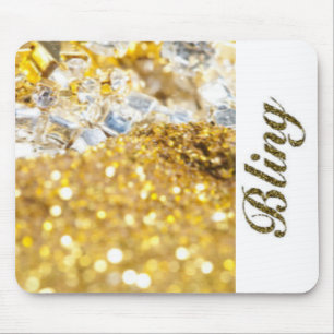 Goldweiße Diamanten Bling Typografie Mousepad