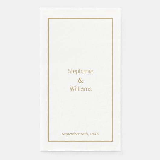 Goldweiße einfache Hochzeit Elegante Serviette (Vorderseite)