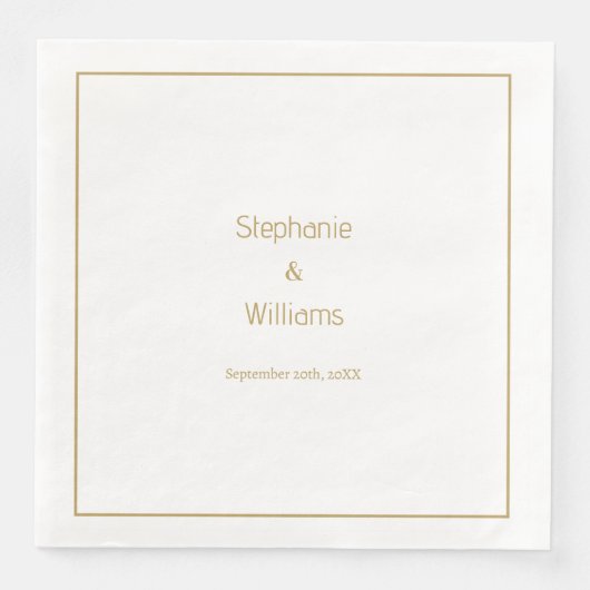 Goldweiße einfache Hochzeit Elegante Serviette (Vorderseite)
