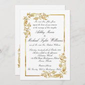 Goldweiße Elegant glamouröse feierliche Hochzeit Einladung (Vorne/Hinten)
