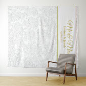 Goldweiße, elegante Foto Booth Wedding Background Wandteppich (Beispiel (Horizontal))