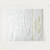 Goldweiße, elegante Foto Booth Wedding Background Wandteppich (Vorderseite (Horizontal))