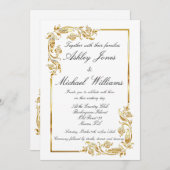 Goldweiße Elegante Glamour Einladung (Vorne/Hinten)