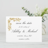 Goldweiße Elegante glamouröse Hochzeit Save The Date (Stehend Vorderseite)
