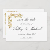 Goldweiße Elegante glamouröse Hochzeit Save The Date (Vorne/Hinten)