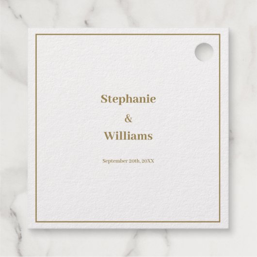 Goldweiße Elegante Hochzeit Minimal Moderne Geschenkanhänger (Rückseite)