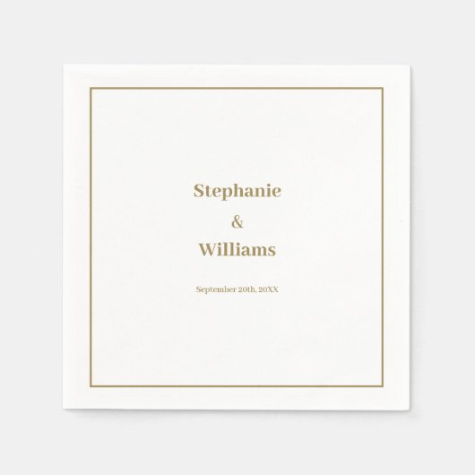 Goldweiße Elegante Hochzeit Minimal Moderne Serviette (Vorderseite)