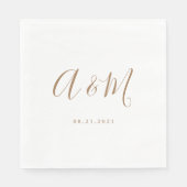 Goldweiße, elegante Monogram-Hochzeit Serviette (Vorderseite)