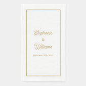 Goldweiße, elegante Schreibschrift Name Wedding Mi Serviette (Vorderseite)