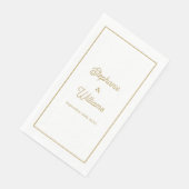 Goldweiße, elegante Schreibschrift Name Wedding Mi Serviette (Ecke)