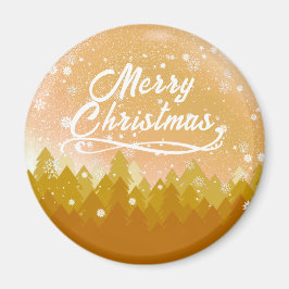 Goldweiße Friedliche Schneewälder Frohe Weihnachte Magnet