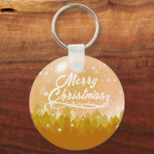 Goldweiße Friedliche Schneewälder Frohe Weihnachte Schlüsselanhänger (Vorderseite)