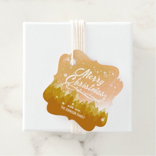 Goldweiße Friedliche Schneewälder Weihnachten im n Geschenkanhänger (Beispiel)